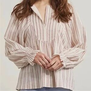 Elizabeth And James Sz S Pintuck Puff Sleeve 100% Cotton Boho Peasant Blouse